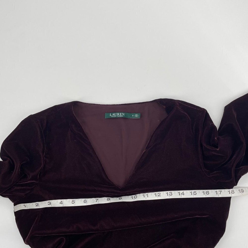 NWOT Lauren Ralph Lauren Purple Velvet Long Sleeve Belted Dress Womens Size 2 - Picture 5 of 10